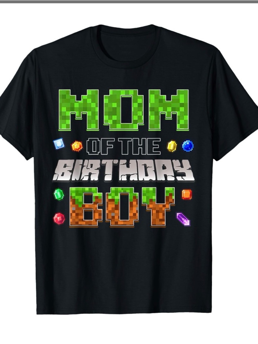 Mom Of The Birthday Boy Game Pixel Number Birthday Party T-Shirt- black medium